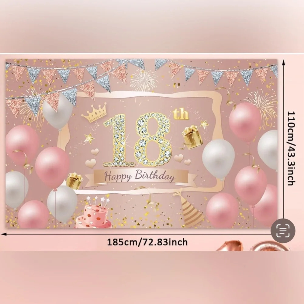 18th birthday party bundle. Back drop, photo props, ballon cake topper. All new - Picture 4 of 4